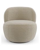 Fauteuil pivotant Eden en Bouclette taupe - 73x76x80 cm