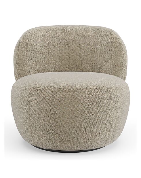 Fauteuil pivotant Eden en Bouclette taupe - 73x76x80 cm