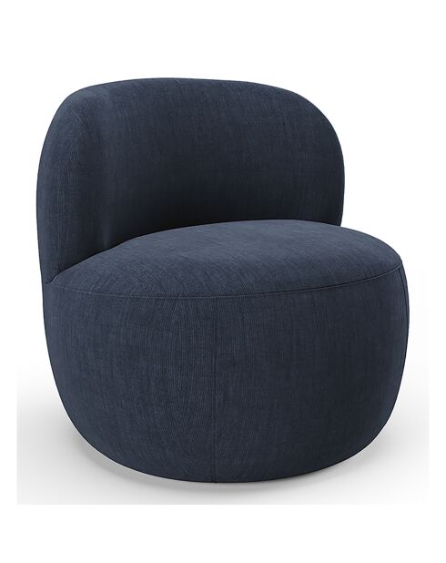 Fauteuil Eden Tissu tramé toucher doux bleu nuit - 73x76x76 cm