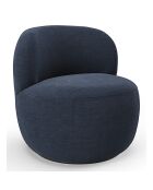 Fauteuil pivotant Eden Tissu tramé toucher doux bleu nuit - 73x76x80 cm