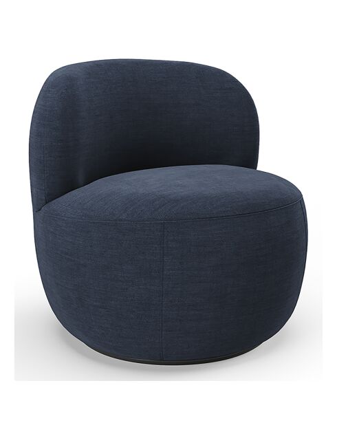 Fauteuil pivotant Eden Tissu tramé toucher doux bleu nuit - 73x76x80 cm