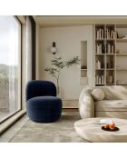 Fauteuil pivotant Eden Tissu tramé toucher doux bleu nuit - 73x76x80 cm