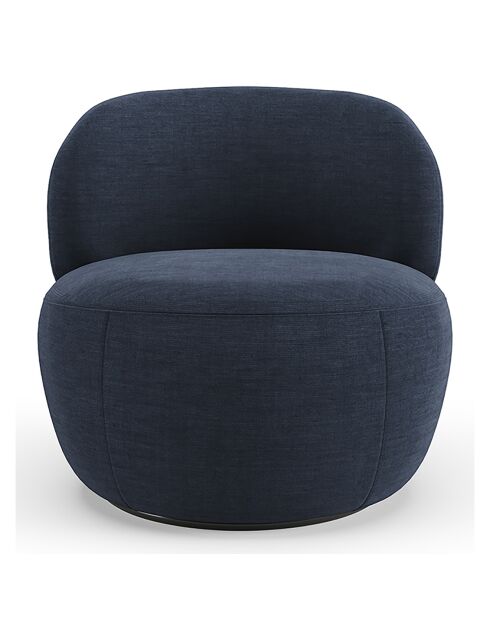 Fauteuil pivotant Eden Tissu tramé toucher doux bleu nuit - 73x76x80 cm