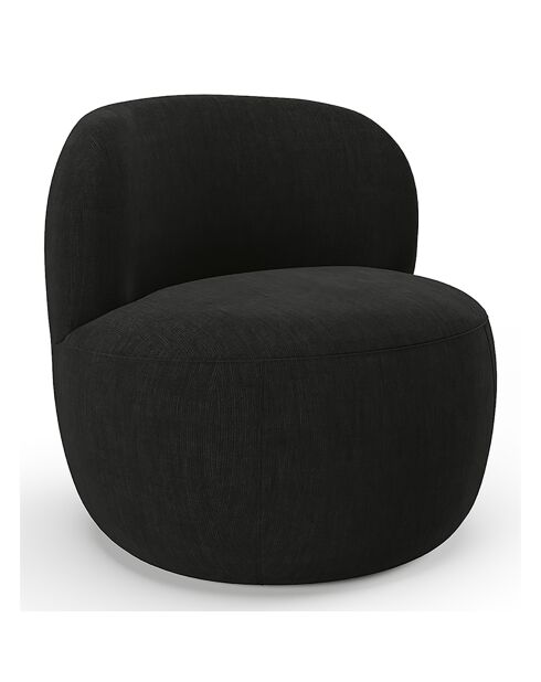 Fauteuil Eden Tissu tramé toucher doux noir  - 73x76x76 cm