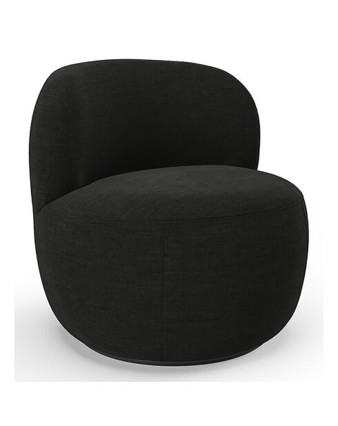 Fauteuil pivotant Eden Tissu tramé toucher doux noir - 73x76x80 cm