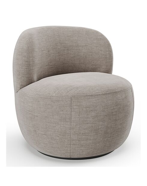 Fauteuil pivotant Eden Tissu tramé toucher doux taupe - 73x76x80 cm