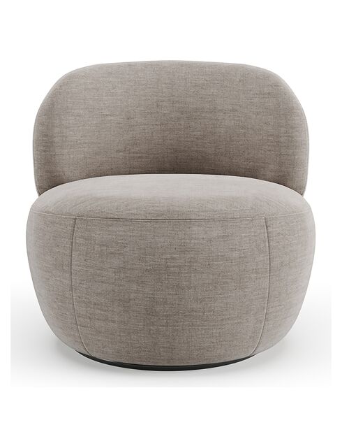 Fauteuil pivotant Eden Tissu tramé toucher doux taupe - 73x76x80 cm