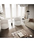 Fauteuil pivotant Etan en bouclette blanc - 72x68x68 cm