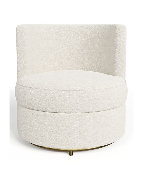 Fauteuil pivotant Etan en bouclette blanc - 72x68x68 cm