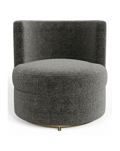 Fauteuil pivotant Etan en bouclette gris foncé - 72x68x68 cm