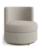 Fauteuil pivotant Etan en bouclette taupe - 72x68x68 cm