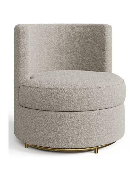 Fauteuil pivotant Etan en bouclette taupe - 72x68x68 cm