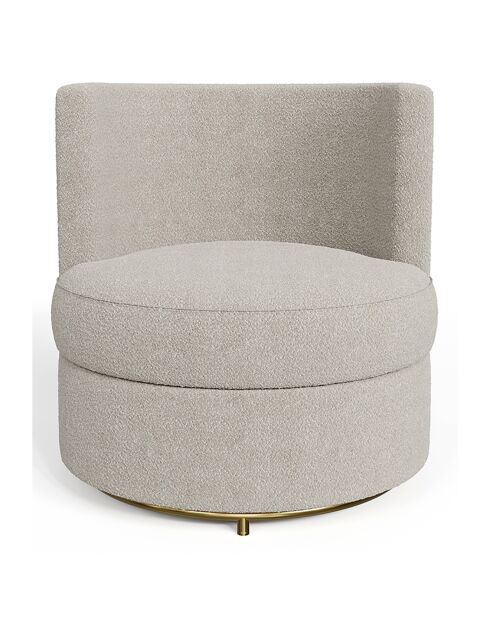Fauteuil pivotant Etan en bouclette taupe - 72x68x68 cm