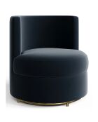 Fauteuil pivotant Etan en Velours bleu - 72x68x68 cm
