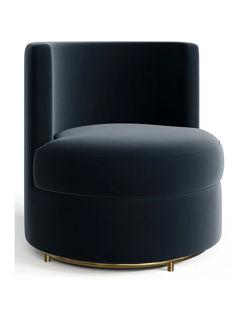 Fauteuil pivotant Etan en Velours bleu - 72x68x68 cm
