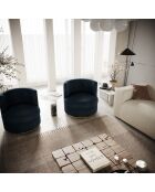 Fauteuil pivotant Etan en Velours bleu - 72x68x68 cm