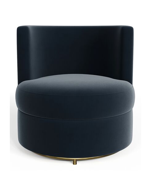 Fauteuil pivotant Etan en Velours bleu - 72x68x68 cm