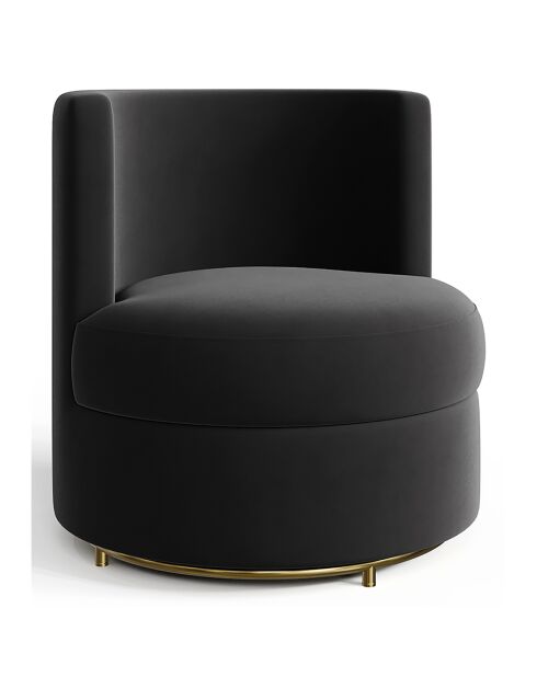 Fauteuil pivotant Etan en Velours noir - 72x68x68 cm