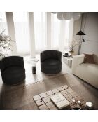 Fauteuil pivotant Etan en Velours noir - 72x68x68 cm