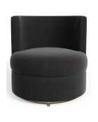 Fauteuil pivotant Etan en Velours noir - 72x68x68 cm