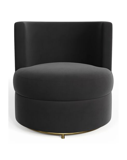 Fauteuil pivotant Etan en Velours noir - 72x68x68 cm
