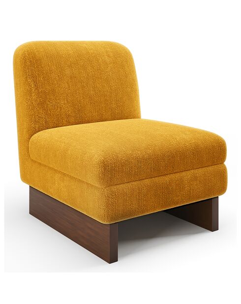 Fauteuil Nolan en Velours texturé moutarde - 61x75x76 cm