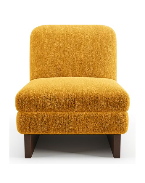 Fauteuil Nolan en Velours texturé moutarde - 61x75x76 cm