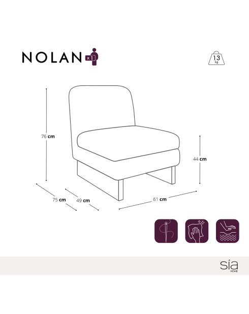 Fauteuil Nolan en Velours texturé moutarde - 61x75x76 cm