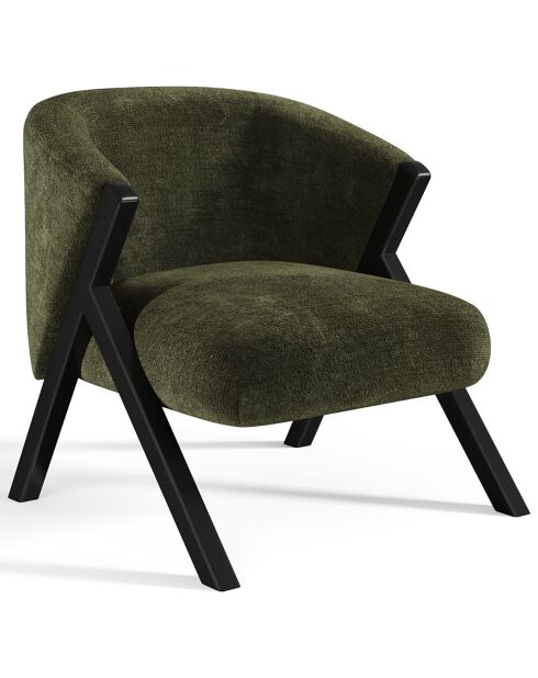 Fauteuil Plush  en Velours texturé kaki - 74x66.5x69 cm