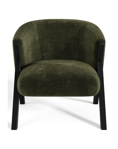 Fauteuil Plush  en Velours texturé kaki - 74x66.5x69 cm