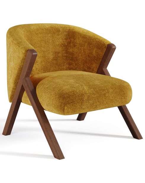 Fauteuil Plush Velours texturé moutarde - 74x66.5x69 cm