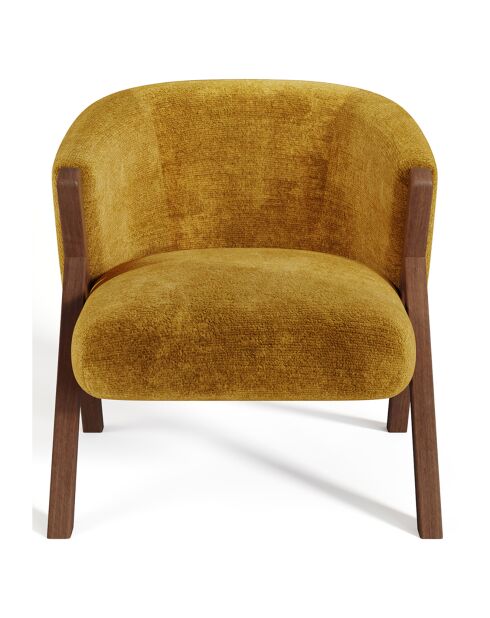 Fauteuil Plush Velours texturé moutarde - 74x66.5x69 cm