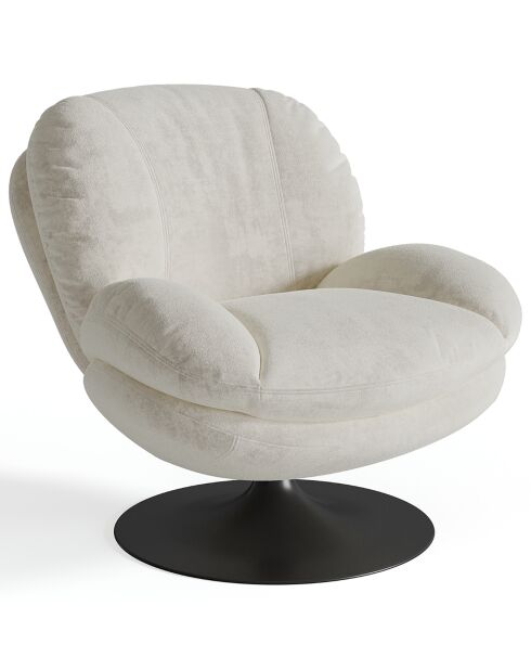Fauteuil pivotant Replay en Velours texturé crème - 84x85x85 cm
