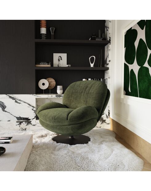 Fauteuil pivotant Replay en Velours texturé kaki - 84x85x85 cm