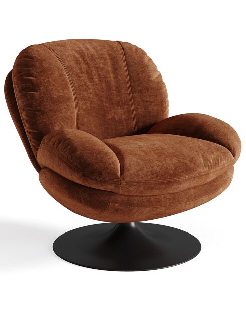 Fauteuil pivotant Replay en Velours texturé terracotta - 84x85x85 cm