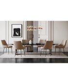 2 Chaises Rakel Tissu tramé toucher doux beige taupe  - 82x64x55 cm