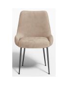 2 Chaises Rakel Tissu tramé toucher doux beige taupe  - 82x64x55 cm