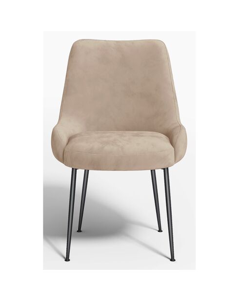 2 Chaises Rakel Tissu tramé toucher doux beige taupe  - 82x64x55 cm