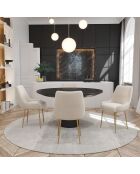 2 Chaises Rakel Velours Pieds brossés crème - 82x64x55 cm