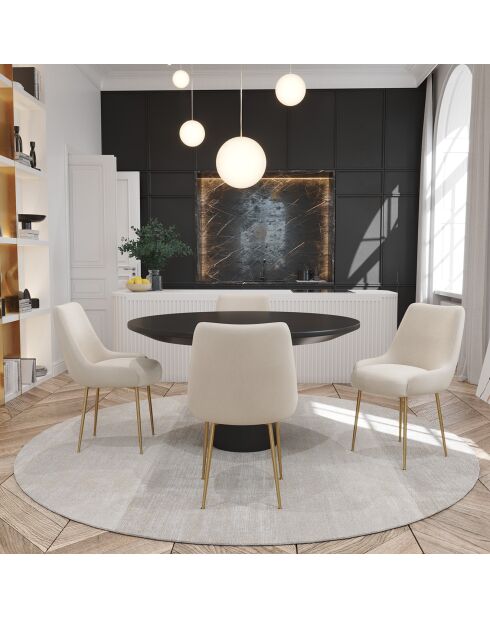 2 Chaises Rakel Velours Pieds brossés crème - 82x64x55 cm