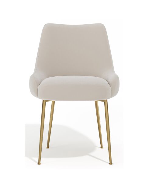 2 Chaises Rakel Velours Pieds brossés crème - 82x64x55 cm