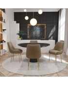 2 Chaises Rakel en Velours Pieds brossés taupe - 82x64x55 cm