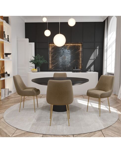 2 Chaises Rakel en Velours Pieds brossés taupe - 82x64x55 cm
