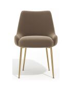 2 Chaises Rakel en Velours Pieds brossés taupe - 82x64x55 cm