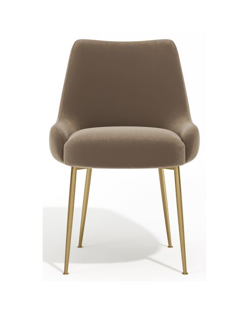 2 Chaises Rakel en Velours Pieds brossés taupe - 82x64x55 cm