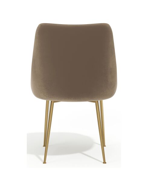 2 Chaises Rakel en Velours Pieds brossés taupe - 82x64x55 cm