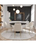 2 Petits Fauteuils Rakel en Velours Pieds brossés crème - 82x64x55 cm