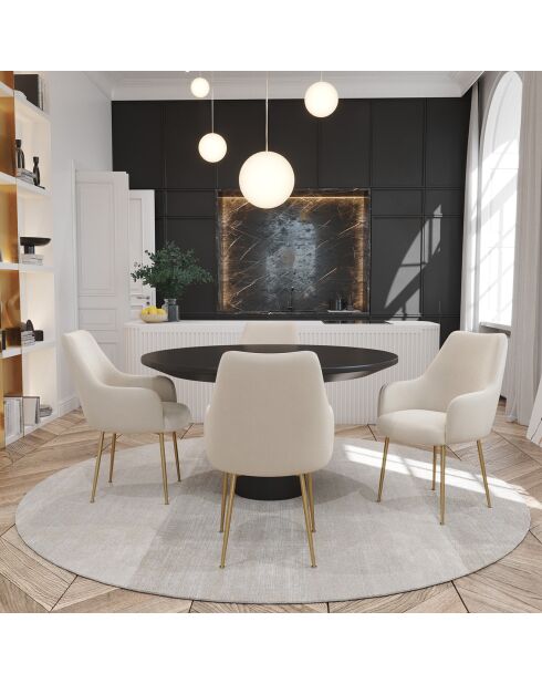 2 Petits Fauteuils Rakel en Velours Pieds brossés crème - 82x64x55 cm