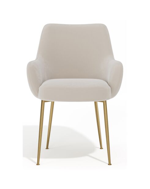 2 Petits Fauteuils Rakel en Velours Pieds brossés crème - 82x64x55 cm