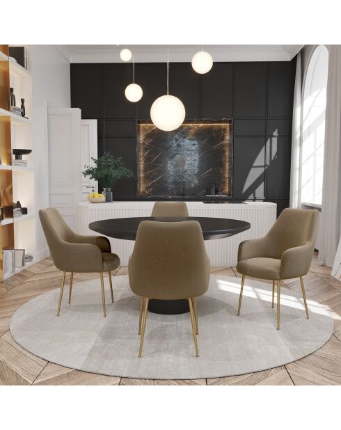 2 Petits Fauteuils Rakel Velours Pieds brossés taupe - 82x64x55 cm